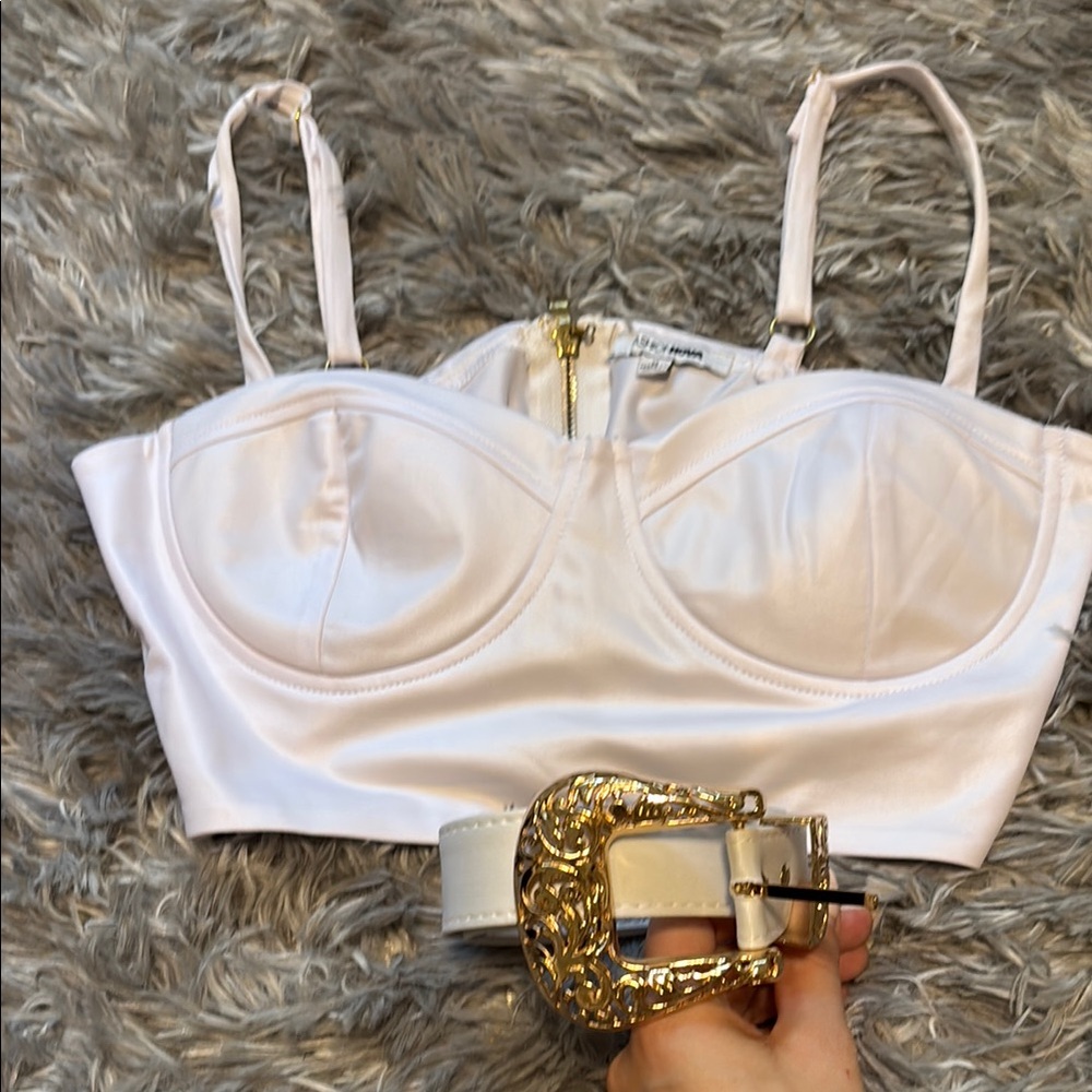 Elegant White Satin Bustier Top